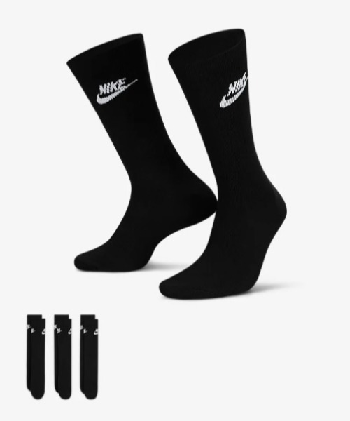 NIKE（ナイキ）の「NIKE/ナイキ スポーツウェア エブリデイ エッセンシャル クルー ソックス (3足)（ソックス/靴下・メンズ・ホワイト/ブラック・F）」の8枚目の写真