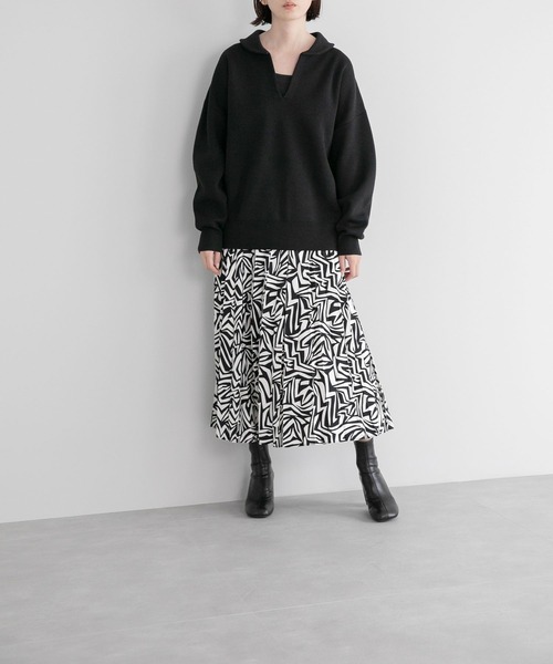 yuw（ユウ）の「プリントプリーツスカート　164291（スカート・レディース・ブラック系その他/ブラウン系その他/ブルー系その他/パープル系その他・FREE）」の5枚目の写真