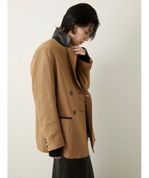 LA PEAU DE GEM | 【LA PEAU DE GEM】バックジップリネンジャケット(テーラードジャケット)