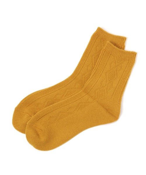 LAKOLE（ラコレ）の「ケーブル柄クルーソックス / 150894（ソックス/靴下・レディース・ブラック/ベージュ/オフホワイト/ライトオリーブ/マスタード・FREE）」の5枚目の写真