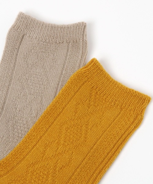LAKOLE（ラコレ）の「ケーブル柄クルーソックス / 150894（ソックス/靴下・レディース・ブラック/ベージュ/オフホワイト/ライトオリーブ/マスタード・FREE）」の10枚目の写真