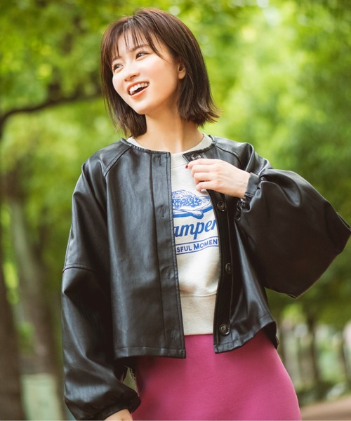 FREE'S MART（フリーズマート）の「チェリーパイプリントショート丈スウェット（Tシャツ/カットソー・レディース・ホワイト/ブラウン/ピンク・FREE）」の4枚目の写真