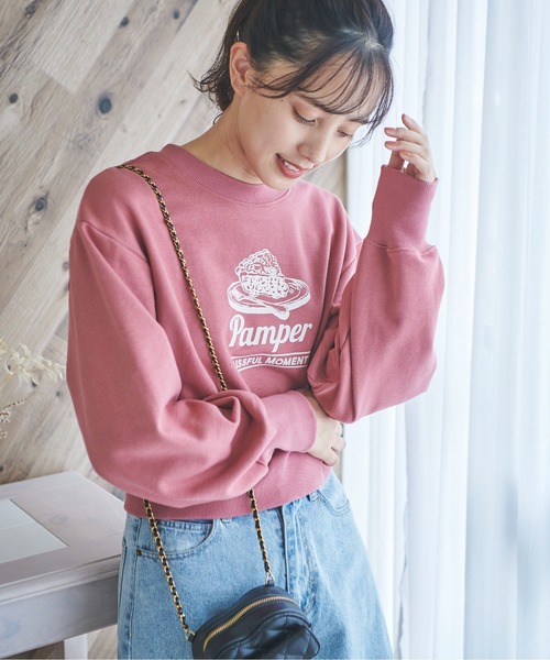 FREE'S MART（フリーズマート）の「チェリーパイプリントショート丈スウェット（Tシャツ/カットソー・レディース・ホワイト/ブラウン/ピンク・FREE）」の7枚目の写真