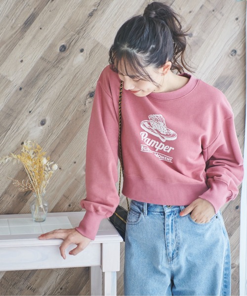 FREE'S MART（フリーズマート）の「チェリーパイプリントショート丈スウェット（Tシャツ/カットソー・レディース・ホワイト/ブラウン/ピンク・FREE）」の8枚目の写真