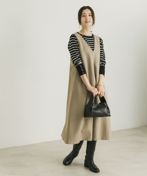 URBAN RESEARCH（アーバンリサーチ）の「『UR TECH』パイピングジャンパーワンピース（ワンピース・レディース・ライトカーキ/ブラック/インディゴブルー・FREE）」の17枚目の写真