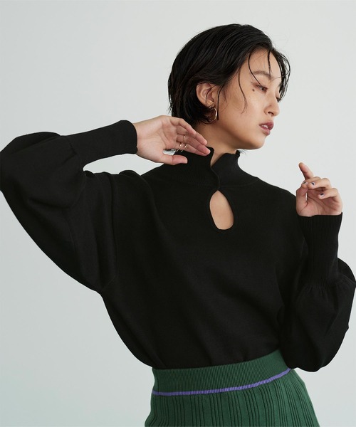 miette（ミエット）の「涙開きハイネックニット（ニット/セーター・レディース・ブラック/オレンジ/ライトグリーン/レッド/アイボリー・FREE）」の15枚目の写真