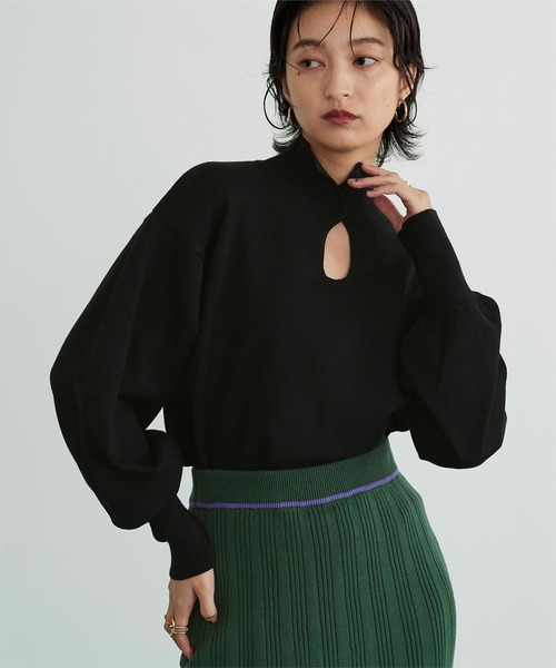 miette（ミエット）の「涙開きハイネックニット（ニット/セーター・レディース・ブラック/オレンジ/ライトグリーン/レッド/アイボリー・FREE）」の18枚目の写真