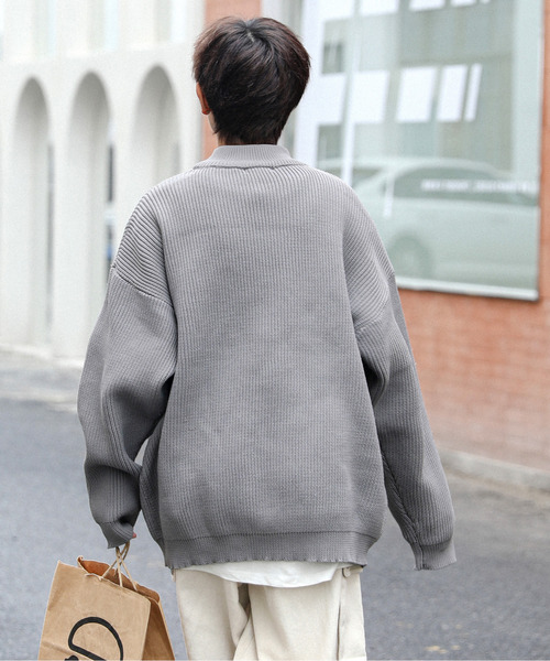 neos(ネオス)の「【neos -addictive design-】ルーズシルエット ワイド モックネック 畦編み プルオーバー ニット セーター(ニット/セーター・メンズ・ブラック/ベージュ/オフホワイト/ピンク/グレー・MEDIUM/LARGE)」の22枚目の写真