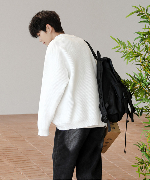 neos(ネオス)の「【neos -addictive design-】ルーズシルエット ワイド モックネック 畦編み プルオーバー ニット セーター(ニット/セーター・メンズ・ブラック/ベージュ/オフホワイト/ピンク/グレー・MEDIUM/LARGE)」の15枚目の写真
