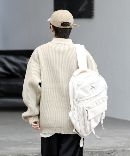 neos(ネオス)の「【neos -addictive design-】ルーズシルエット ワイド モックネック 畦編み プルオーバー ニット セーター(ニット/セーター・メンズ・ブラック/ベージュ/オフホワイト/ピンク/グレー・MEDIUM/LARGE)」の8枚目の写真
