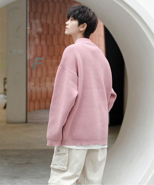 neos(ネオス)の「【neos -addictive design-】ルーズシルエット ワイド モックネック 畦編み プルオーバー ニット セーター(ニット/セーター・メンズ・ブラック/ベージュ/オフホワイト/ピンク/グレー・MEDIUM/LARGE)」の17枚目の写真