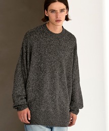 ルーズコクーンドルマンシルエット メランジ クルーネックプルオーバーニット EMMA CLOTHES