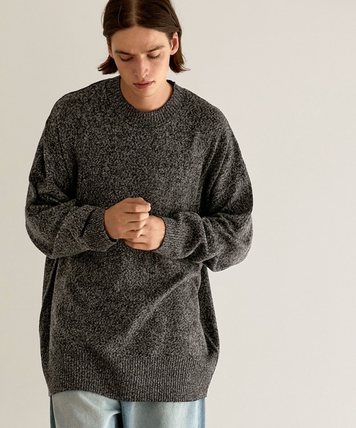 EMMA CLOTHES(エマクローズ)の「ルーズコクーンドルマンシルエット メランジ クルーネックプルオーバーニット EMMA CLOTHES(ニット/セーター・メンズ・ブラウン系/ブルー系/ブラック系/グレー・L/M)」の8枚目の写真