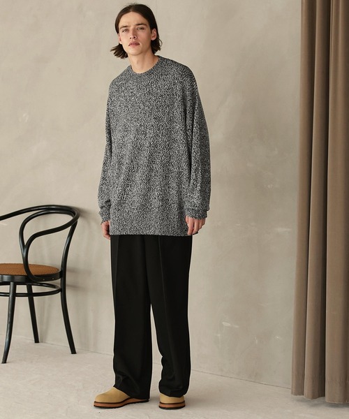 EMMA CLOTHES(エマクローズ)の「ルーズコクーンドルマンシルエット メランジ クルーネックプルオーバーニット EMMA CLOTHES(ニット/セーター・メンズ・ブラウン系/ブルー系/ブラック系/グレー・L/M)」の10枚目の写真