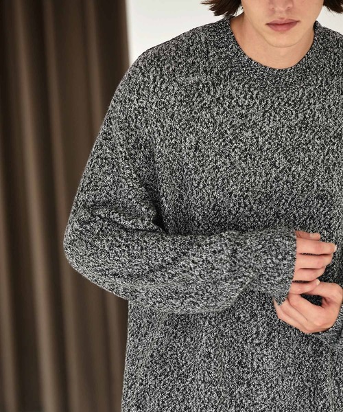 EMMA CLOTHES(エマクローズ)の「ルーズコクーンドルマンシルエット メランジ クルーネックプルオーバーニット EMMA CLOTHES(ニット/セーター・メンズ・ブラウン系/ブルー系/ブラック系/グレー・L/M)」の13枚目の写真