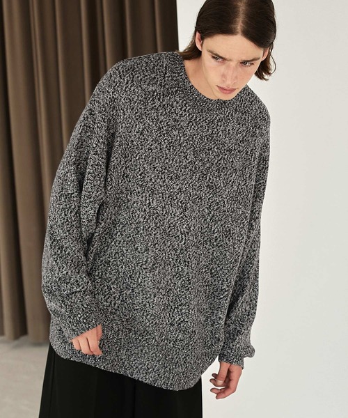 EMMA CLOTHES(エマクローズ)の「ルーズコクーンドルマンシルエット メランジ クルーネックプルオーバーニット EMMA CLOTHES(ニット/セーター・メンズ・ブラウン系/ブルー系/ブラック系/グレー・L/M)」の17枚目の写真