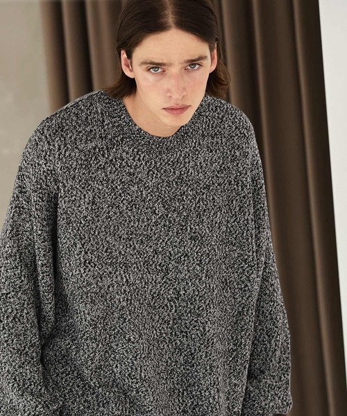 EMMA CLOTHES(エマクローズ)の「ルーズコクーンドルマンシルエット メランジ クルーネックプルオーバーニット EMMA CLOTHES(ニット/セーター・メンズ・ブラウン系/ブルー系/ブラック系/グレー・L/M)」の18枚目の写真