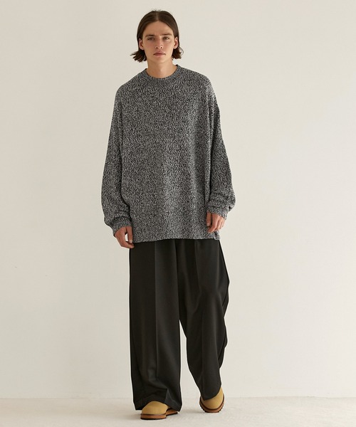 EMMA CLOTHES(エマクローズ)の「ルーズコクーンドルマンシルエット メランジ クルーネックプルオーバーニット EMMA CLOTHES(ニット/セーター・メンズ・ブラウン系/ブルー系/ブラック系/グレー・L/M)」の20枚目の写真