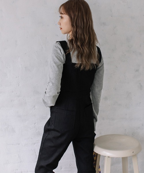 Flugge(フラッジー)の「slim fit denim allinone/スリムフィットデニムオールインワン(サロペット/オーバーオール・レディース・インディゴブルー/ブラック・SMALL/MEDIUM)」の19枚目の写真