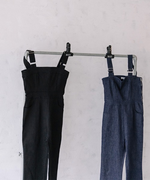 Flugge(フラッジー)の「slim fit denim allinone/スリムフィットデニムオールインワン(サロペット/オーバーオール・レディース・インディゴブルー/ブラック・SMALL/MEDIUM)」の7枚目の写真