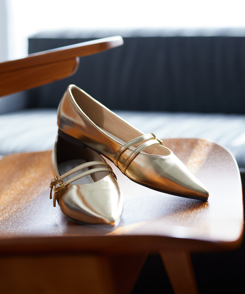 B.C STOCK（ベーセーストック）の「ダブルストラップ メリージェーン（バレエシューズ・レディース・ブラック/ゴールド・SMALL/MEDIUM/LARGE）」の12枚目の写真