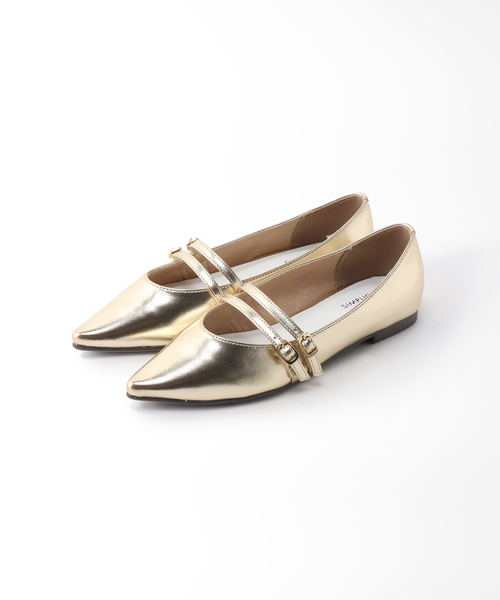 B.C STOCK（ベーセーストック）の「ダブルストラップ メリージェーン（バレエシューズ・レディース・ブラック/ゴールド・SMALL/MEDIUM/LARGE）」の18枚目の写真