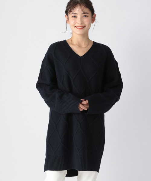 BARNYARDSTORM(バンヤードストーム)の「BARNYARDSTORM / ケーブルニット(ニット/セーター・レディース・オフホワイト/ネイビー・FREE)」の8枚目の写真