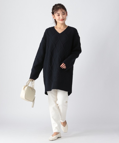 BARNYARDSTORM(バンヤードストーム)の「BARNYARDSTORM / ケーブルニット(ニット/セーター・レディース・オフホワイト/ネイビー・FREE)」の11枚目の写真