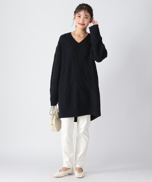 BARNYARDSTORM(バンヤードストーム)の「BARNYARDSTORM / ケーブルニット(ニット/セーター・レディース・オフホワイト/ネイビー・FREE)」の10枚目の写真