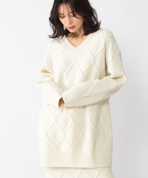 BARNYARDSTORM(バンヤードストーム)の「BARNYARDSTORM / ケーブルニット(ニット/セーター・レディース・オフホワイト/ネイビー・FREE)」の5枚目の写真