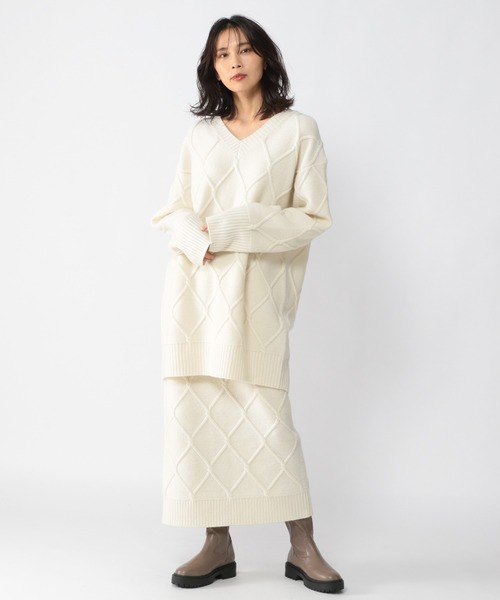 BARNYARDSTORM(バンヤードストーム)の「BARNYARDSTORM / ケーブルニット(ニット/セーター・レディース・オフホワイト/ネイビー・FREE)」の6枚目の写真