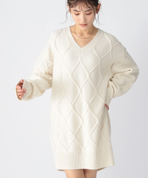 BARNYARDSTORM(バンヤードストーム)の「BARNYARDSTORM / ケーブルニット(ニット/セーター・レディース・オフホワイト/ネイビー・FREE)」の3枚目の写真