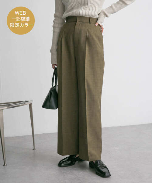 KBF（ケイビーエフ）の「タックWIDEストレートパンツ（その他パンツ・レディース・チャコールグレー/ブラウン系その他・ONE）」の2枚目の写真