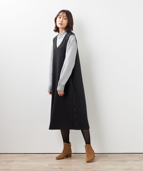 Petit Honfleur（プチオンフルール）の「裏起毛Vネックジャンパー  