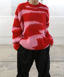 【UNISEX】ゼブラ モヘア ラウンドニット