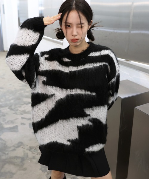 minedenim　ゼブラモヘアニット　サイズ2 MOHAIR LOOSE ZEBRA SWEATER M002 – MONONOW
