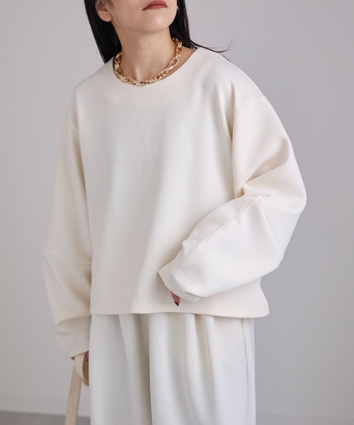 ap retro（アプレトロ）の「ダイバー変形スリーブプルオーバー（Tシャツ/カットソー・レディース・アイボリー/ブラック/グレイッシュブルー・FREE）」の6枚目の写真