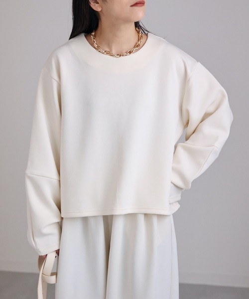 ap retro（アプレトロ）の「ダイバー変形スリーブプルオーバー（Tシャツ/カットソー・レディース・アイボリー/ブラック/グレイッシュブルー・FREE）」の7枚目の写真
