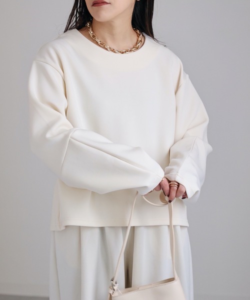 ap retro（アプレトロ）の「ダイバー変形スリーブプルオーバー（Tシャツ/カットソー・レディース・アイボリー/ブラック/グレイッシュブルー・FREE）」の8枚目の写真