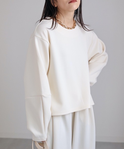 ap retro（アプレトロ）の「ダイバー変形スリーブプルオーバー（Tシャツ/カットソー・レディース・アイボリー/ブラック/グレイッシュブルー・FREE）」の4枚目の写真