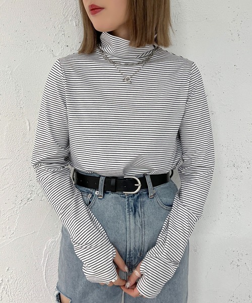 apres jour mignon（アプレジュールミニョン）の「ハイネックインナー【ZOZOTOWN限定アイテム】（Tシャツ/カットソー・レディース・パープル/マスタード/オレンジ/その他/グリーン/アイボリー/ブラック/オフホワイト/ベージュ系その他/ピンク/ブルー・フリー/X-LARGE）」の11枚目の写真