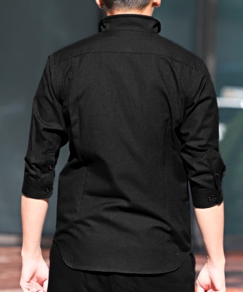 LUXSTYLE(ラグスタイル)の「7分袖イタリアンカラーオックスフォードシャツ(シャツ/ブラウス・メンズ・ホワイト/ブラック/ネイビー・XL/L/M)」の4枚目の写真