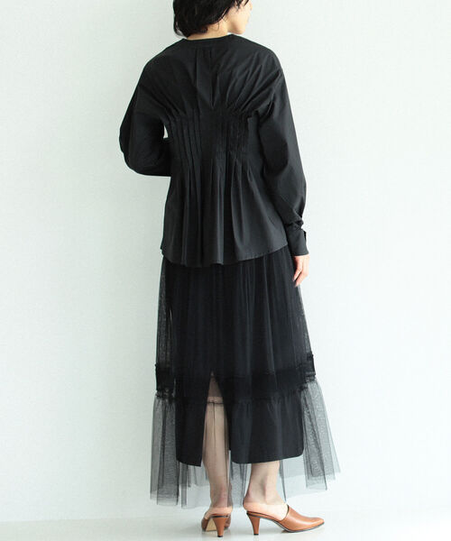 Ray BEAMS（レイビームス）の「RBS / チュール ギャザー スカート（スカート・レディース・ベージュ/ブラック・1/0）」の5枚目の写真