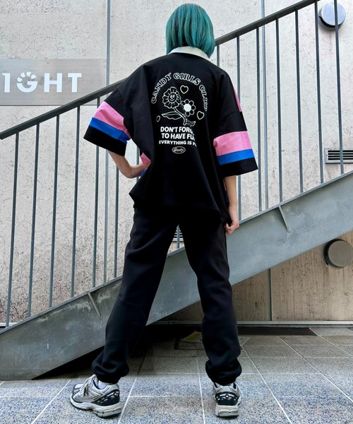 Candy Stripper(キャンディストリッパー)の「CANDY GIRLS CLUB POLO トップス(ポロシャツ・レディース・ブラック/イエロー/ピンク・2)」の5枚目の写真