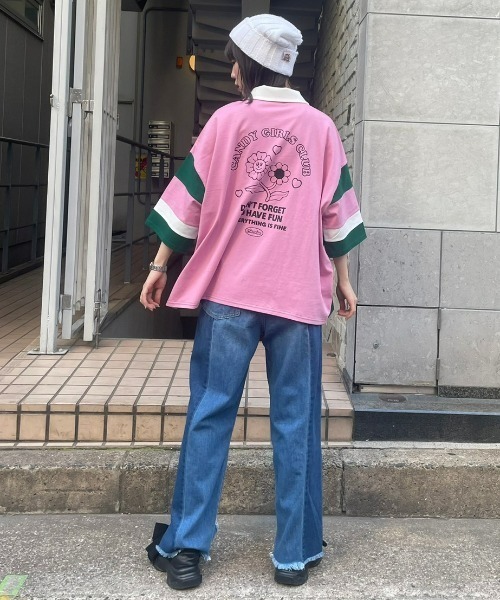 Candy Stripper(キャンディストリッパー)の「CANDY GIRLS CLUB POLO トップス(ポロシャツ・レディース・ブラック/イエロー/ピンク・2)」の11枚目の写真