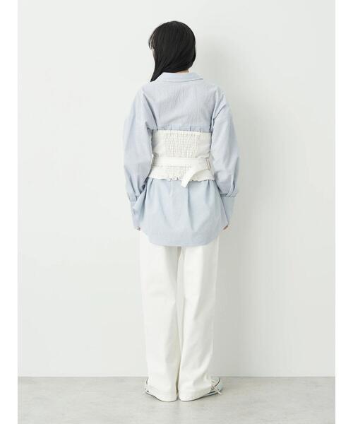 earth music&ecology（アースミュージックアンドエコロジー）の「コットンツイルベルト付ビスチェ（チューブトップ・レディース・オフホワイト/ベージュ・FREE）」の9枚目の写真