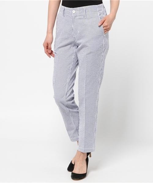 Demi-Luxe BEAMS（デミルクス ビームス）の「luxluft / シアーサッカー ストライプ パンツ（その他パンツ・レディース・グレー/ブルー・38/36）」の2枚目の写真