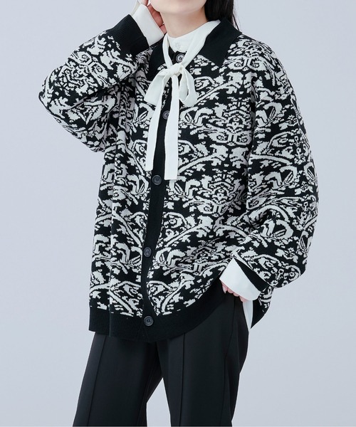 Ellno Loset（エルノロゼット）の「ダマスクポロニットカーディガン（カーディガン/ボレロ・メンズ・オフホワイト/ブラック・LARGE/MEDIUM）」の18枚目の写真