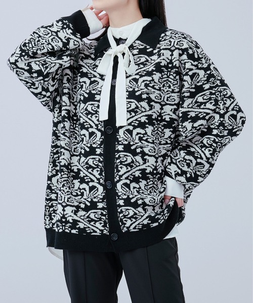 Ellno Loset（エルノロゼット）の「ダマスクポロニットカーディガン（カーディガン/ボレロ・メンズ・オフホワイト/ブラック・LARGE/MEDIUM）」の17枚目の写真