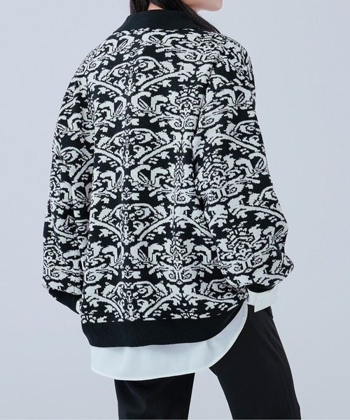 Ellno Loset（エルノロゼット）の「ダマスクポロニットカーディガン（カーディガン/ボレロ・メンズ・オフホワイト/ブラック・LARGE/MEDIUM）」の16枚目の写真